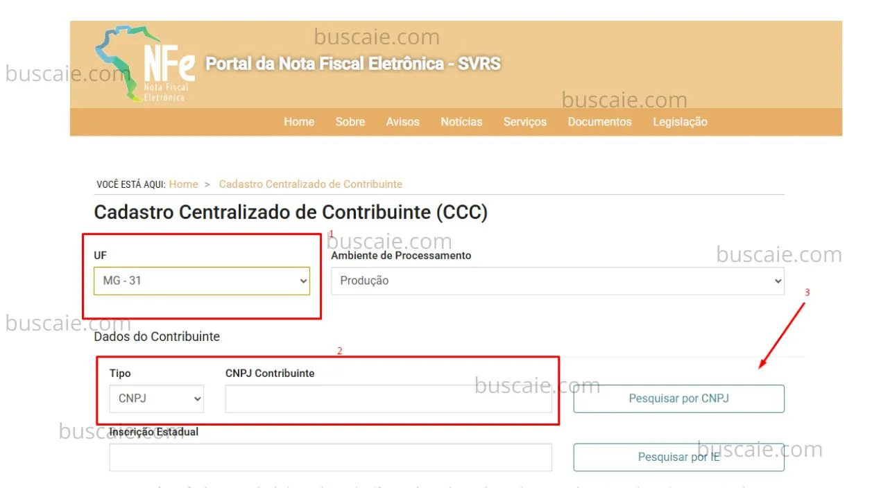 Consulta inscrição estadual Minas Gerais