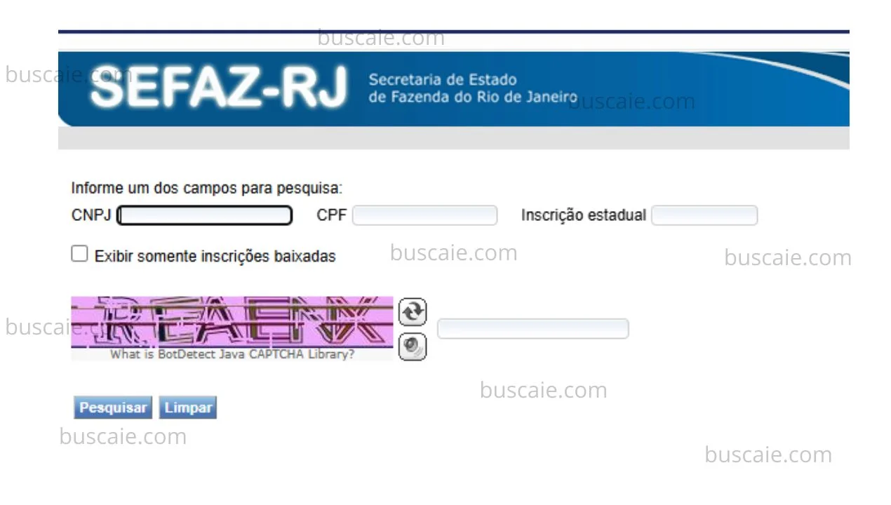 Consulta inscrição estadual Rio de Janeiro
